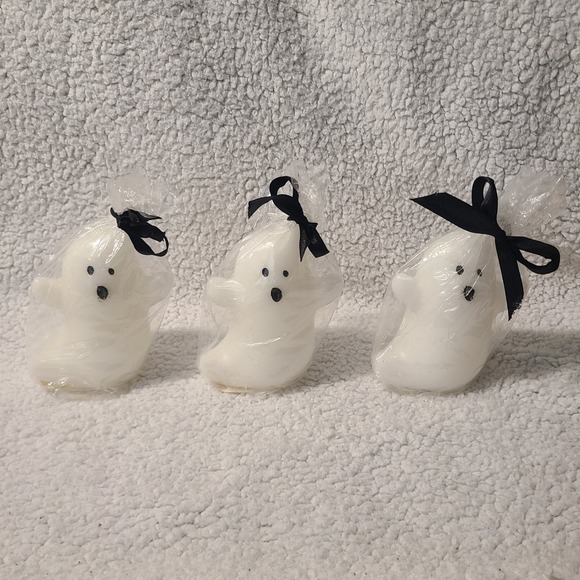 Other - Set of 3 Halloween Ghost Candles White Spooky Decor Party Favors